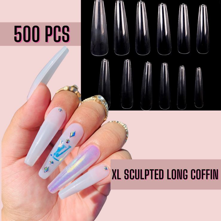 XL Sculpted Long Coffin Nail Tips